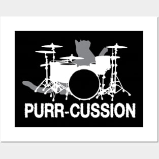 Purr cussion funny cat drummer gift Posters and Art